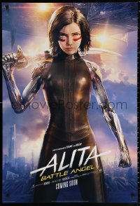 2g438 ALITA: BATTLE ANGEL style B int'l teaser DS 1sh 2019 image of the CGI character with sword & cast!