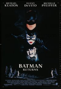 2g470 BATMAN RETURNS 1sh 1992 Michael Keaton, Danny DeVito, Michelle Pfeiffer, Tim Burton!
