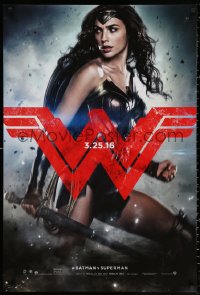 2g474 BATMAN V SUPERMAN teaser DS 1sh 2016 great image of sexiest Gal Gadot as Wonder Woman!