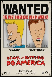 2g477 BEAVIS & BUTT-HEAD DO AMERICA teaser 1sh 1996 Mike Judge, most dangerous men in America!