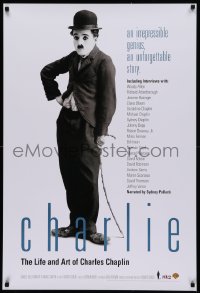 2g142 CHARLIE: THE LIFE & ART OF CHARLES CHAPLIN 27x40 video poster 2003 the star as The Tramp!
