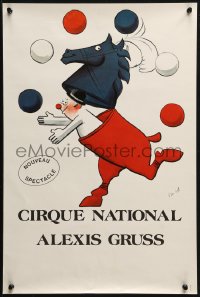 2g051 CIRQUE NATIONAL ALEXIS GRUSS 15x23 French circus poster 1980s juggling clown in horse costume!