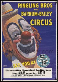 2g060 RINGLING BROS & BARNUM & BAILEY CIRCUS 28x40 circus poster 1973 smiling clown!