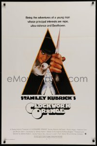 2g536 CLOCKWORK ORANGE int'l 1sh 1972 Stanley Kubrick classic, Castle art of Malcolm McDowell!