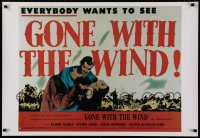 2g287 GONE WITH THE WIND 26x38 commercial poster 1984 Clark Gable, Vivien Leigh, Leslie Howard!