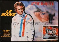 2g294 LE MANS 20x28 Italian commercial poster 1970 race car driver Steve McQueen on track & more!