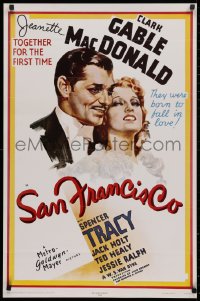 2g305 SAN FRANCISCO 23x35 commercial poster 1971 Clark Gable & sexy Jeanette MacDonald together!