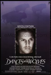 2g552 DANCES WITH WOLVES DS 1sh 1990 Kevin Costner directs & stars, image of buffalo!