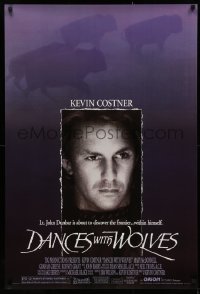 2g551 DANCES WITH WOLVES 1sh 1990 Kevin Costner directs & stars, image of buffalo!