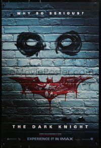 2g554 DARK KNIGHT teaser 1sh 2008 why so serious? graffiti image of the Joker's face, IMAX version!