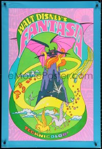 2g596 FANTASIA 1sh R1970 Disney classic musical, great psychedelic fantasy artwork!