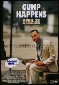 2g145 FORREST GUMP 27x39 video poster 1994 different image of Tom Hanks on bench, Zemeckis classic!