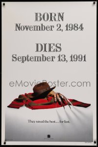 2g612 FREDDY'S DEAD teaser DS 1sh 1991 cool image of Krueger's sweater, hat, and claws!
