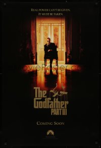 2g637 GODFATHER PART III teaser DS 1sh 1990 best image of Al Pacino, directed by Francis Ford Coppola