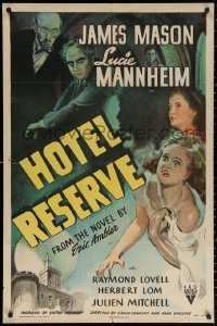 2g675 HOTEL RESERVE 1sh 1944 James Mason, Lucie Mannheim, from the novel by Eric Ambler!