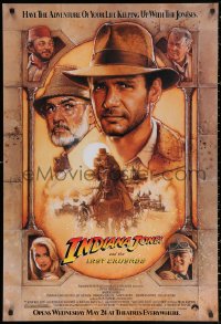 2g692 INDIANA JONES & THE LAST CRUSADE advance 1sh 1989 Ford/Connery over a brown background by Drew