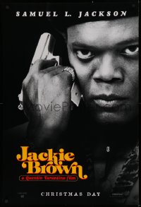 2g708 JACKIE BROWN teaser 1sh 1997 Quentin Tarantino, cool image of Samuel L. Jackson with gun!