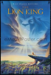 2g750 LION KING DS 1sh 1994 Disney Africa, John Alvin art of Simba on Pride Rock with Mufasa in sky