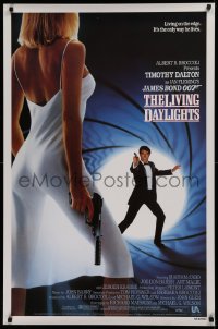 2g754 LIVING DAYLIGHTS int'l 1sh 1987 Tim Dalton as James Bond & sexy Maryam d'Abo w/gun!