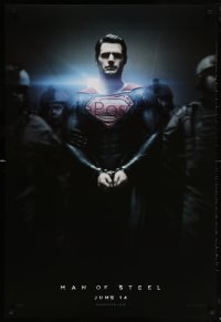 2g778 MAN OF STEEL teaser DS 1sh 2013 Henry Cavill in the title role as Superman handcuffed!