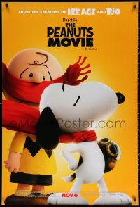 2g826 PEANUTS MOVIE style C advance 1sh 2015 image of Snoopy and Woodstock on doghouse!