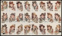 2g003 COWBOY KINGS OF WESTERN FAME uncut postcard sheet 1973 John Wayne and many more top stars!