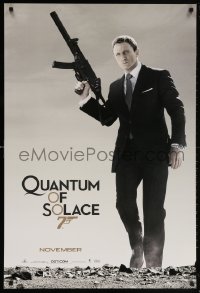 2g846 QUANTUM OF SOLACE teaser 1sh 2008 Daniel Craig as Bond w/silenced H&K UMP submachine gun!