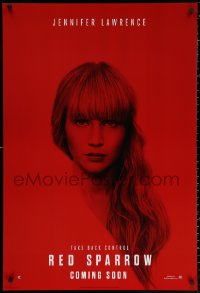 2g855 RED SPARROW int'l teaser DS 1sh 2018 portrait of Jennifer Lawrence over red background!