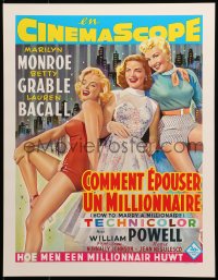 2g114 HOW TO MARRY A MILLIONAIRE 15x20 REPRO poster 1990s Marilyn Monroe, Grable & Bacall!