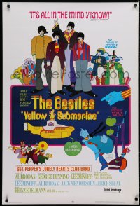 2g117 YELLOW SUBMARINE 27x40 REPRO poster 1990s psychedelic art of Beatles John, Paul, Ringo & George!