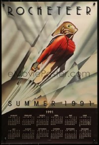 2g008 ROCKETEER calendar 1991 Walt Disney, deco-style John Mattos art of him soaring into sky!