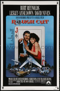2g862 ROUGH CUT 1sh 1980 Burt Reynolds, sexy Lesley-Anne Down, cool playing card artwork!
