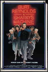 2g876 SHARKY'S MACHINE 1sh 1981 Burt Reynolds, Vittorio Gassman, great neon sign image!