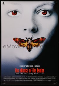 2g884 SILENCE OF THE LAMBS style D 1sh 1991 creepy image of Jodie Foster with moth over mouth!
