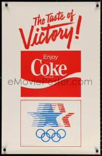 2g218 COCA-COLA 22x34 advertising poster 1980 Olympics rings, the taste of victory, for 1984 games!