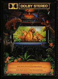 2g344 DOLBY DIGITAL 26x36 special poster 1990 artwork of jungle animals in theater!