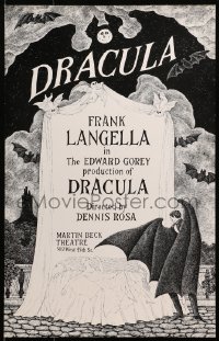 2g035 DRACULA 14x22 stage poster 1977 cool vampire horror art by producer Edward Gorey!