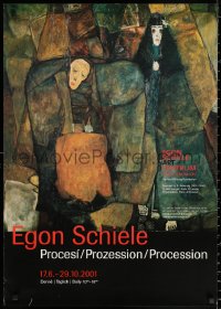 2g181 EGON SCHIELE PROCESSION 24x33 Czech museum/art exhibition 2001 wild art by the artist!