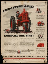 2g221 FARMALL 28x38 advertising poster 1940s top tractors, from every angle they are the best!