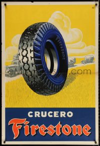2g222 FIRESTONE crucero style 30x44 Argentinean advertising poster 1950s cool vintage art!
