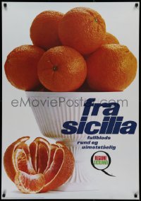 2g226 FROM SICILY 28x39 Italian advertising poster 1960s several oranges, in Norwegian!