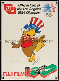 2g228 FUJIFILM 22x30 advertising poster 1984 the official film of the Olympics, dancing mascot!