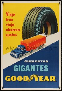 2g231 GOODYEAR gigantes style 30x44 Argentinean advertising poster 1950s cool vintage art!