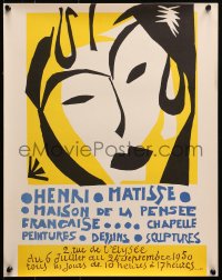 2g187 HENRI MATISSE 16x20 French museum/art exhibition 1980s art of a woman's face by the artist!