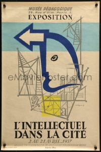 2g193 L'INTELLECTUEL DANS LA CITE 16x24 French museum/art exhibition 1957 art by Roger Jacquier!