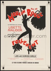 2g378 MOULIN ROUGE 20x28 French commercial poster 1980s art of sexy dancer by Rene Gruau, follement!