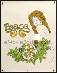 2g028 PEACE 20x26 art print 1960s naked woman with fronds and a peace sign wrapped in people!