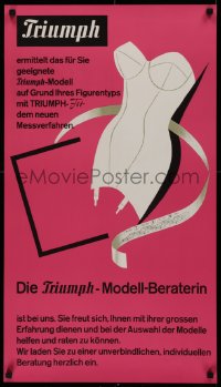 2g250 TRIUMPH 19x34 German advertising poster 1959 great art of lingerie and a measuring tape!