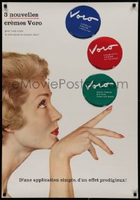 2g253 VORO 25x36 Swiss advertising poster 1959 great sexy profile image of woman and hand creams!