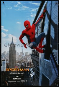 2g900 SPIDER-MAN: HOMECOMING int'l teaser DS 1sh 2017 Holland in title role hanging from building!